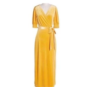 Gold velvet modcloth maxi wrap dress
